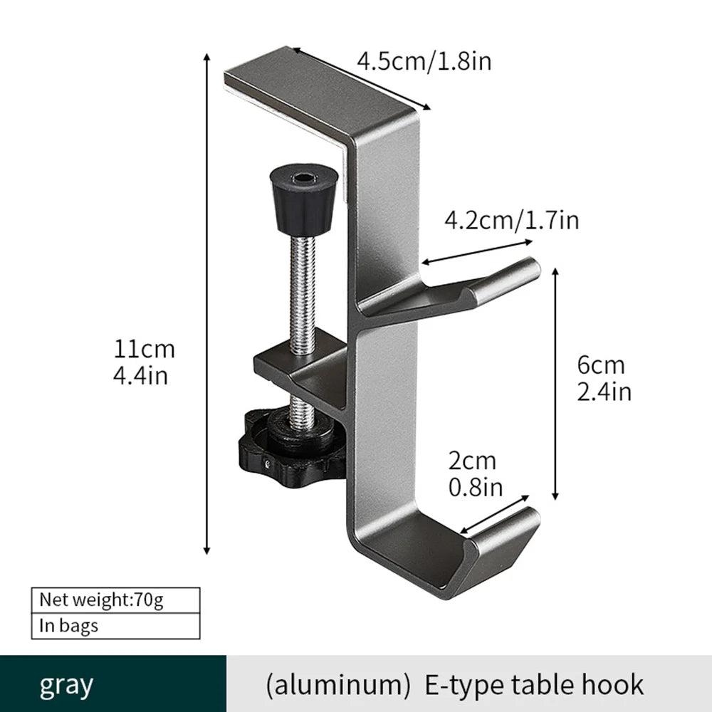 Support de Bureau Universel en Aluminium - Crochet de Suspension Ergo-Hook
